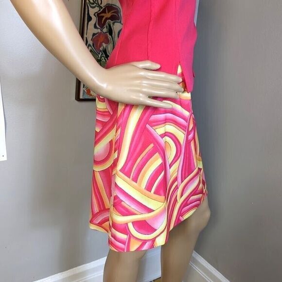 Vintage 90s y2k Brioche Mini Skirt Top Set Mod Psychedelic Mini Size Jrs 9/10 - Picture 7 of 11